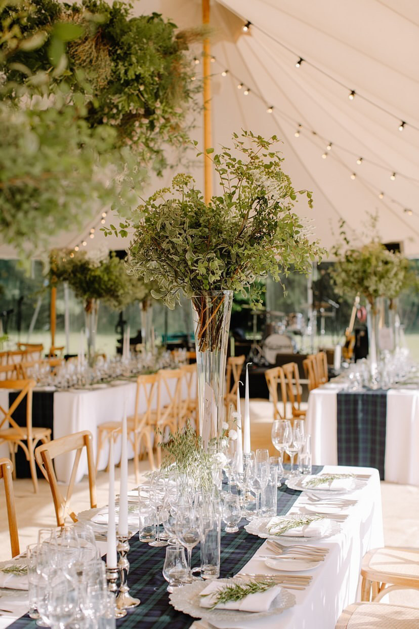 Wedding design Scottish Sperry Tent Style, planning By Chenai Events, floral design by Myrtle & Bracken and Sperry Tent by Fabler Events. 