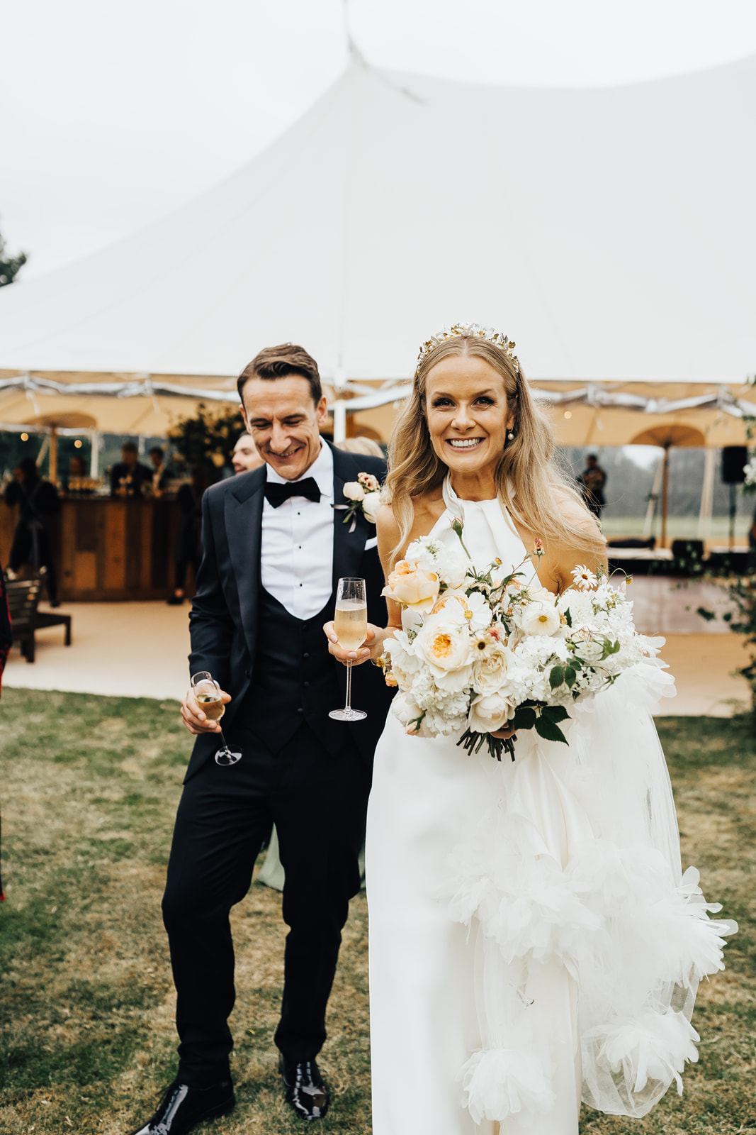 Lora & Dave with their Sperry Tent, by Natalie Hewitt & Joseph Benjamin Marquees Images by Rebecca Carpenter Photography