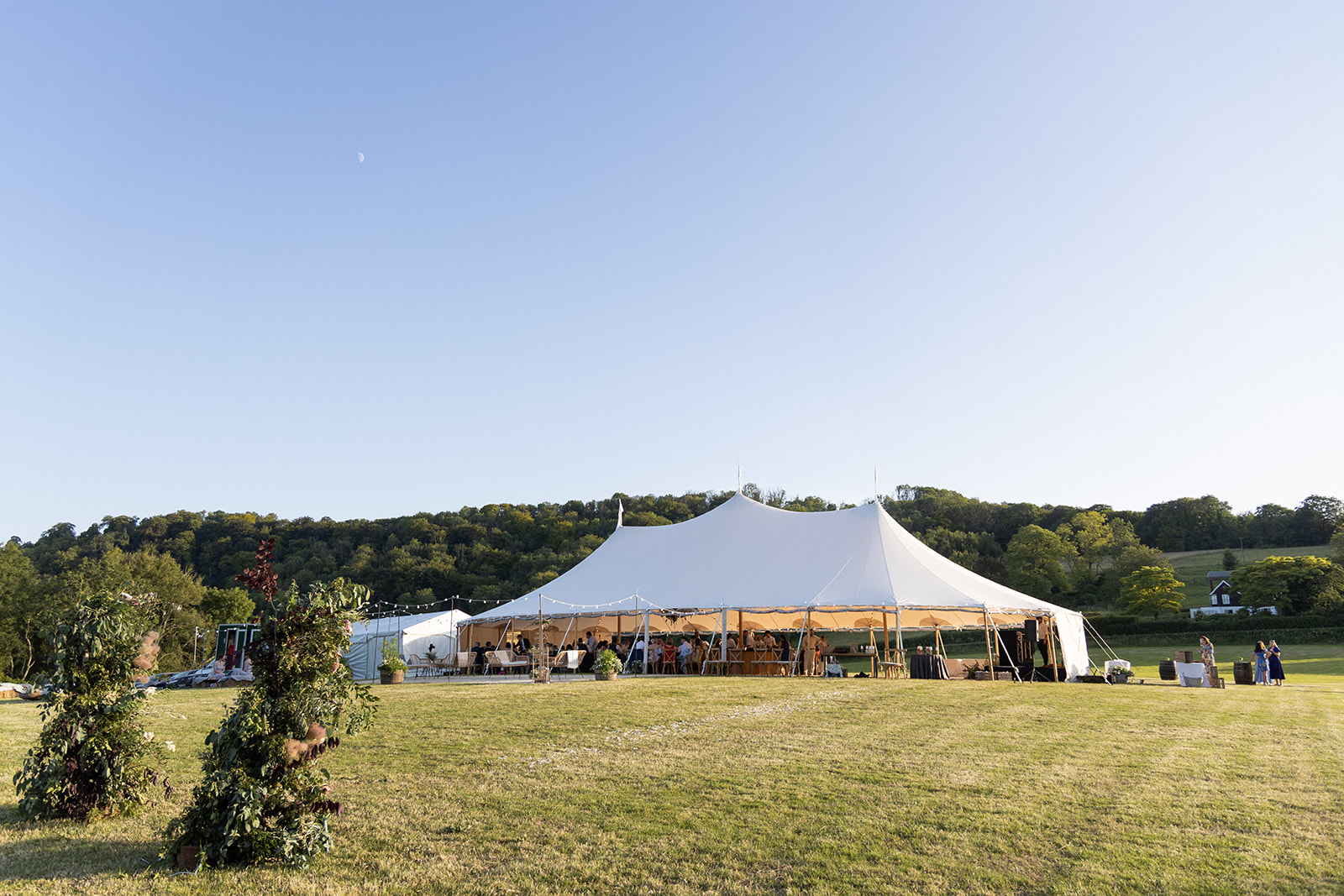 The idyllic hilltop location for Suzie & Charlie's at home Sperry Tent Wedding 